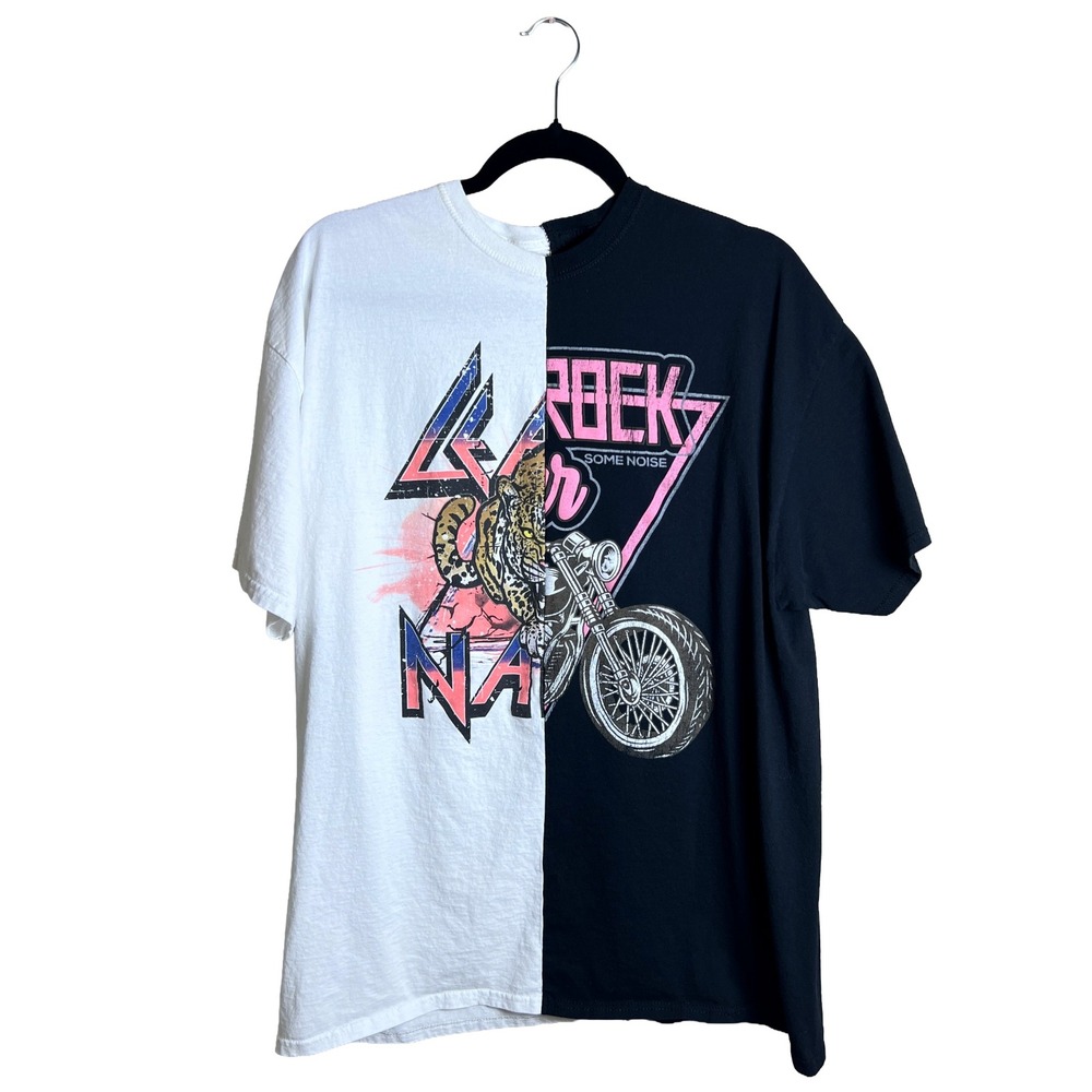 Trust The Universe Black White Split Graphic Rock T Shirt Size XL